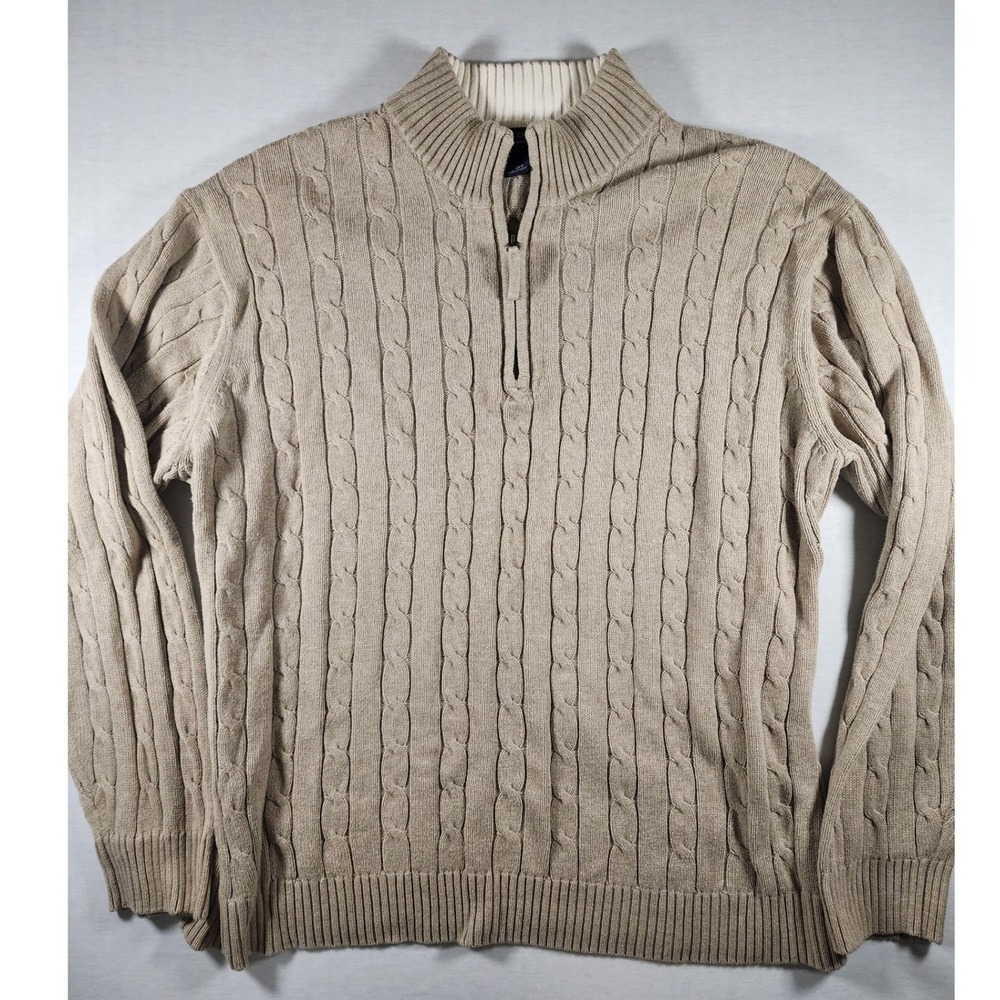 Daniel Cremieux Classics Mens‎ 2XT Chunky Cable Knit 1/4 Zip Grandpacore Sweater